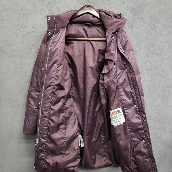 Eddie Bauer Purple Goose Down Puffer Long Coat EB550 Fill Power Size Small Hood - Picture 3 of 10
